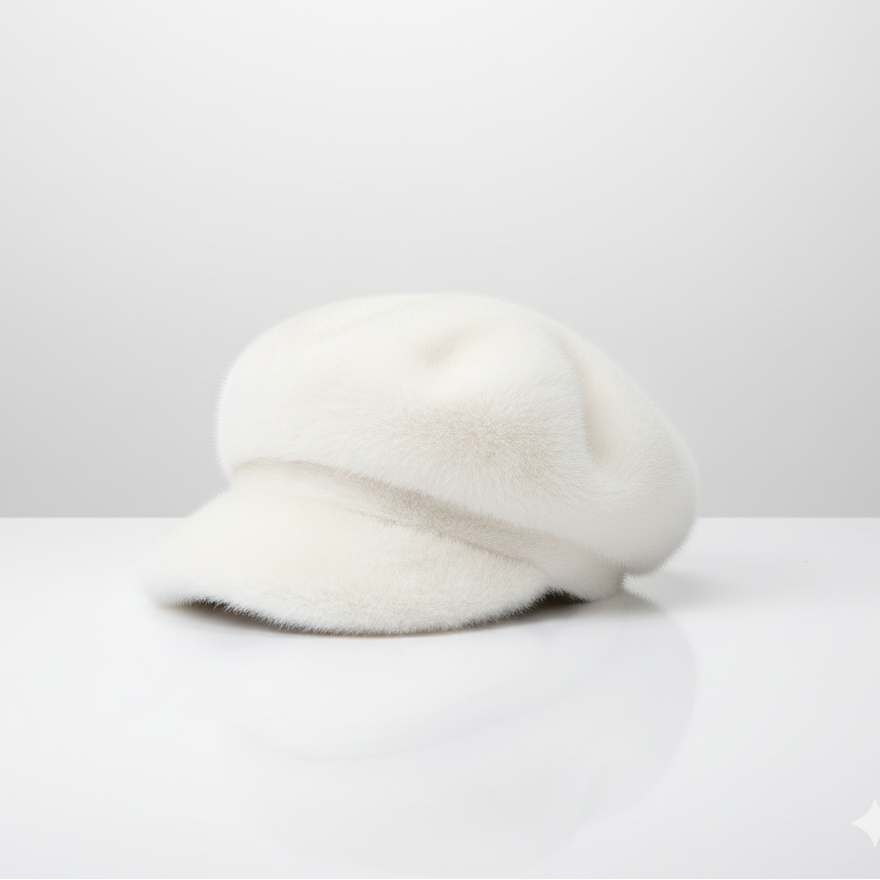 Béret Femme en Peluche Blanc