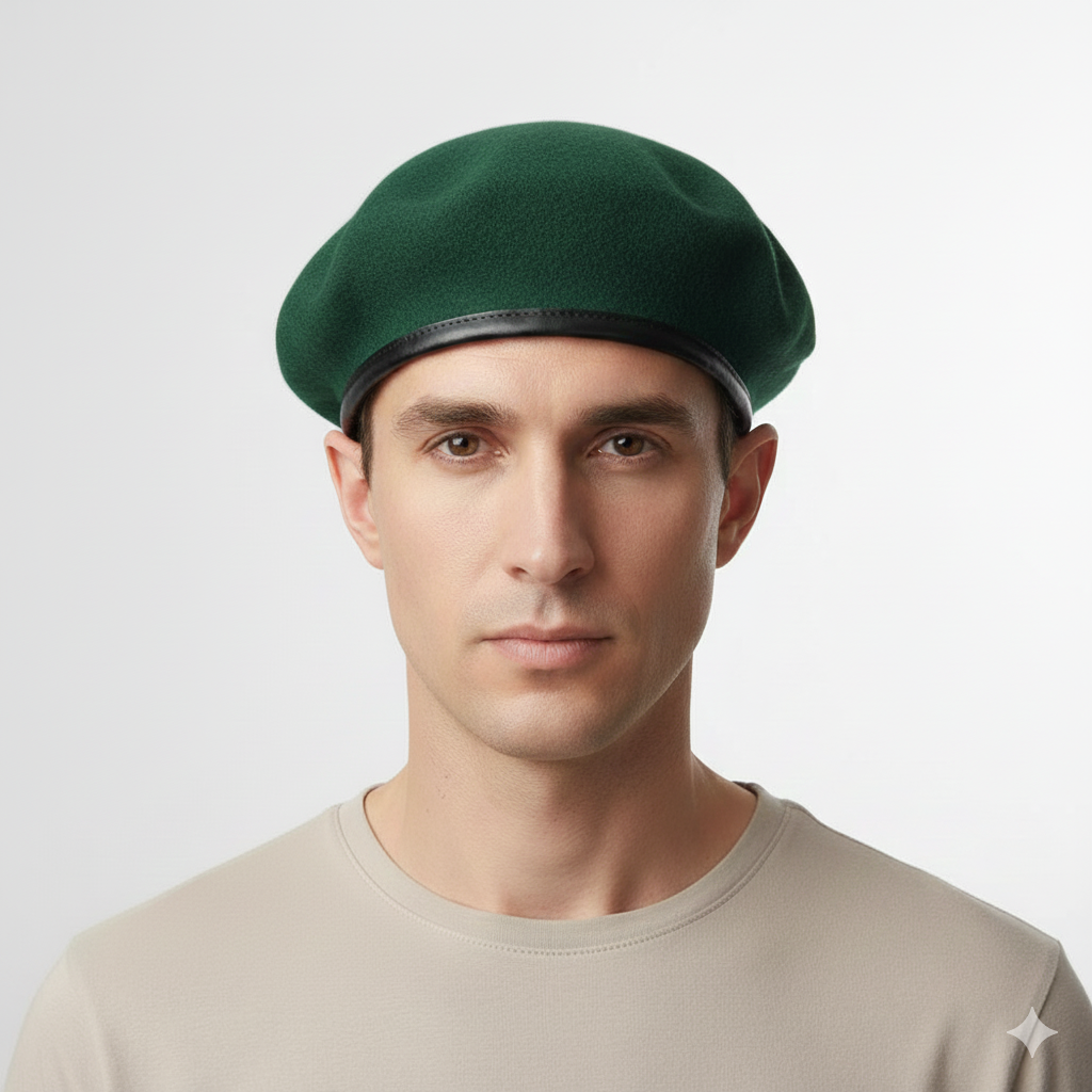 Béret Militaire en Laine Vert