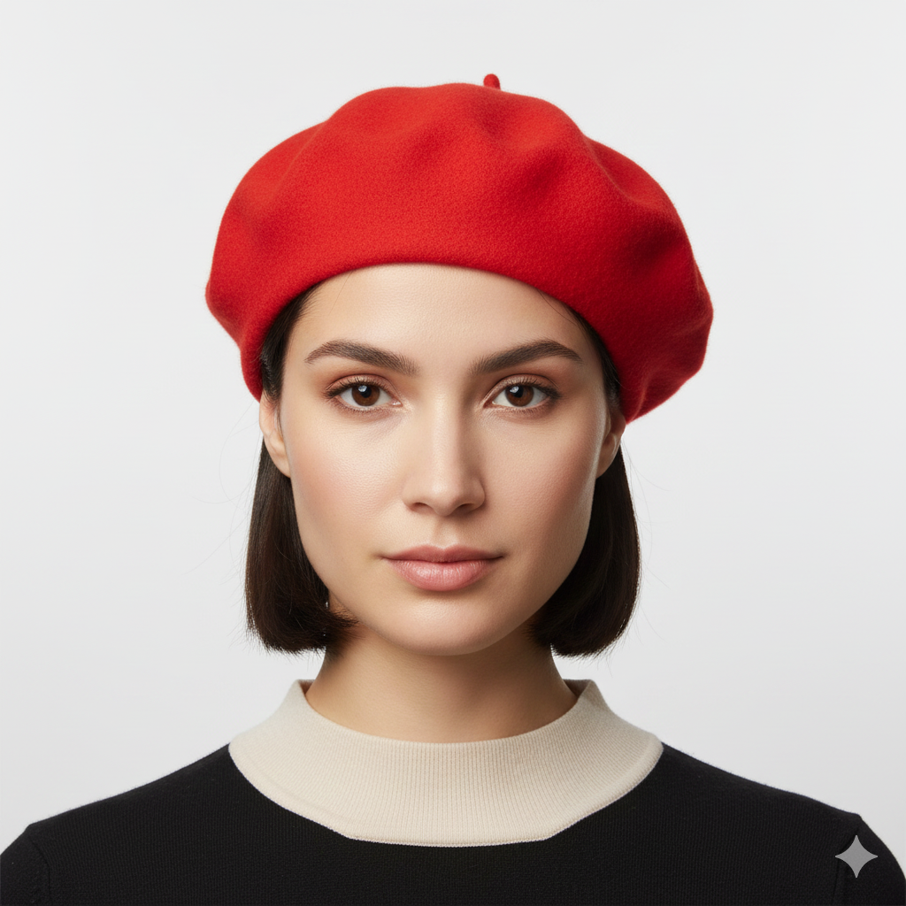 Béret Rouge Femme en Laine
