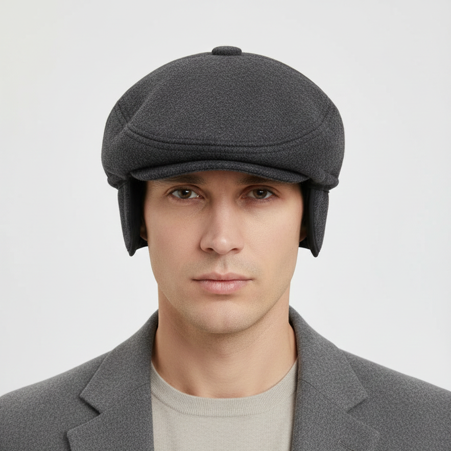 Béret Gris en Laine avec Cache-Oreilles