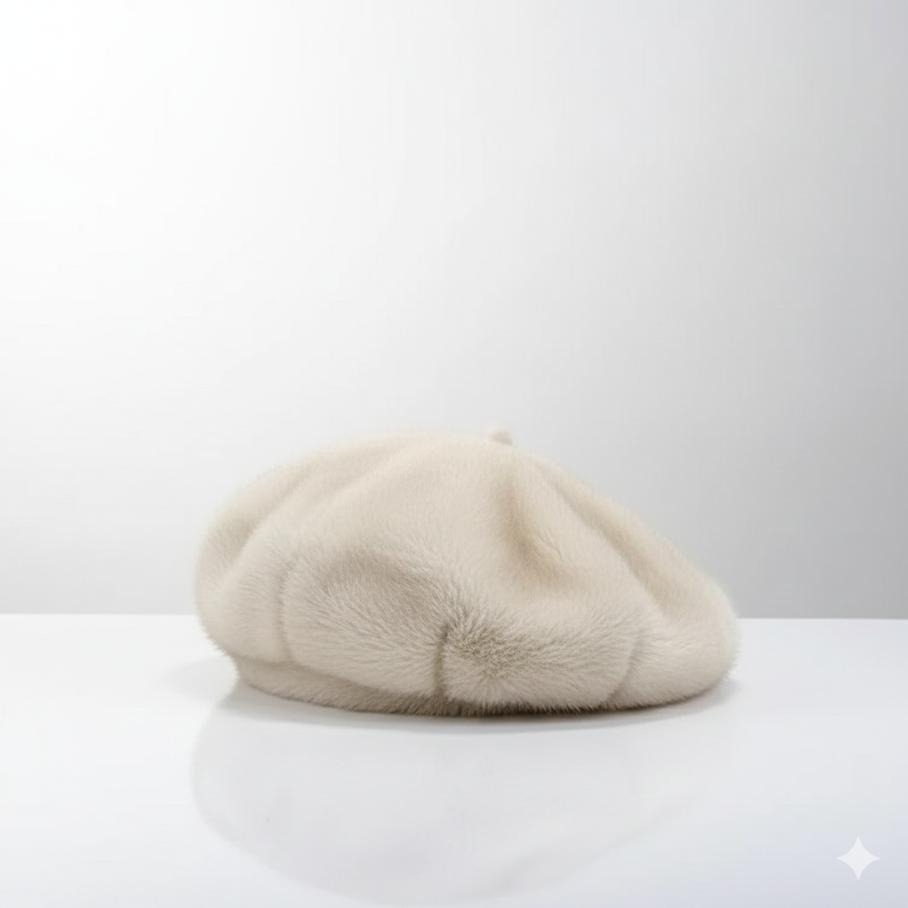 Béret Beige en Fourrure