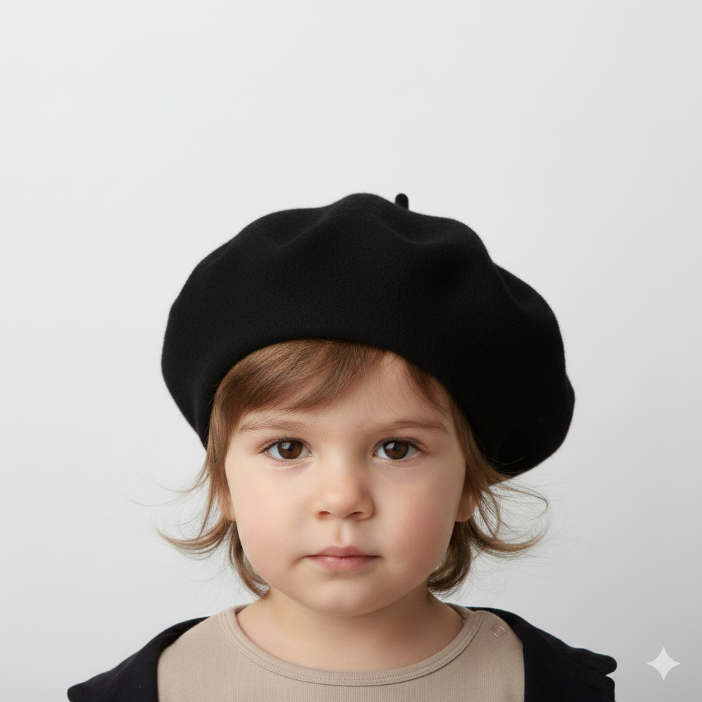 Béret Enfant Noir en Maille