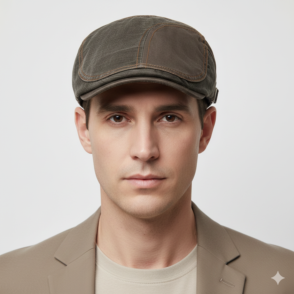 Béret Anglais Kaki Foncé en Coton