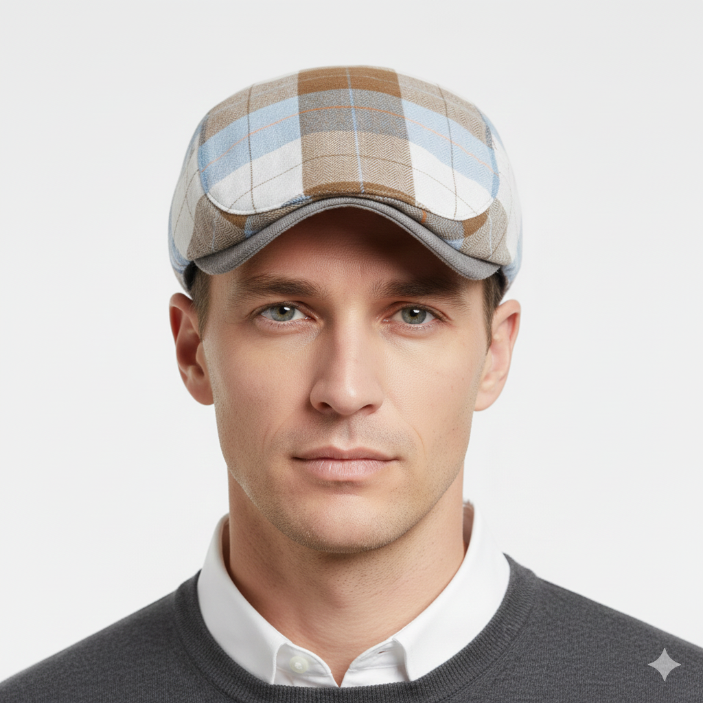 Béret Anglais Homme à Carreaux Multicolores