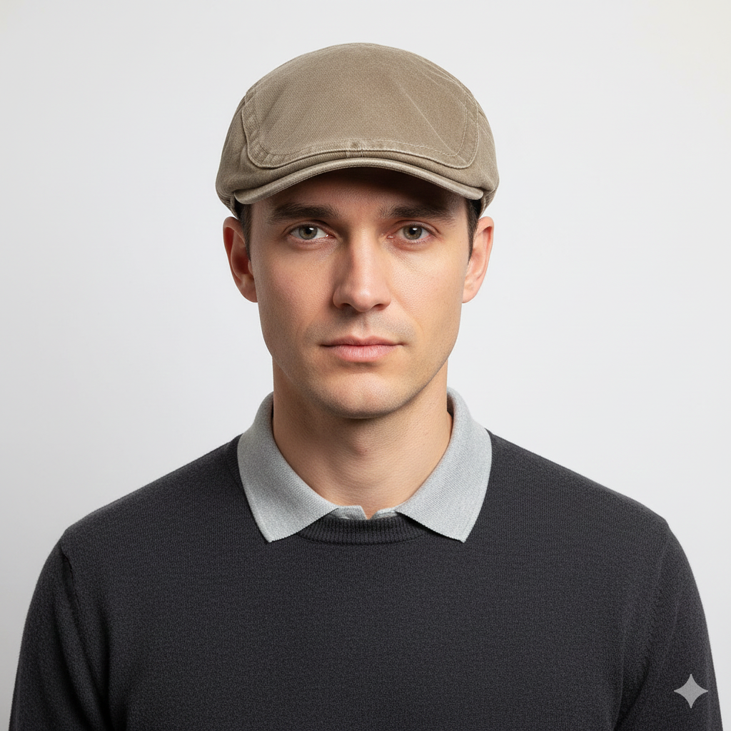 Béret Anglais Denim Beige en Coton