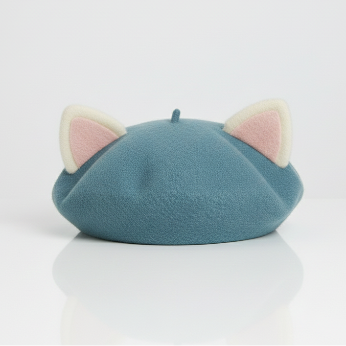Béret Enfant Bleu Ciel à Oreilles de Chat