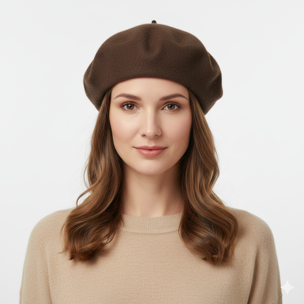 Béret Femme Marron en Laine