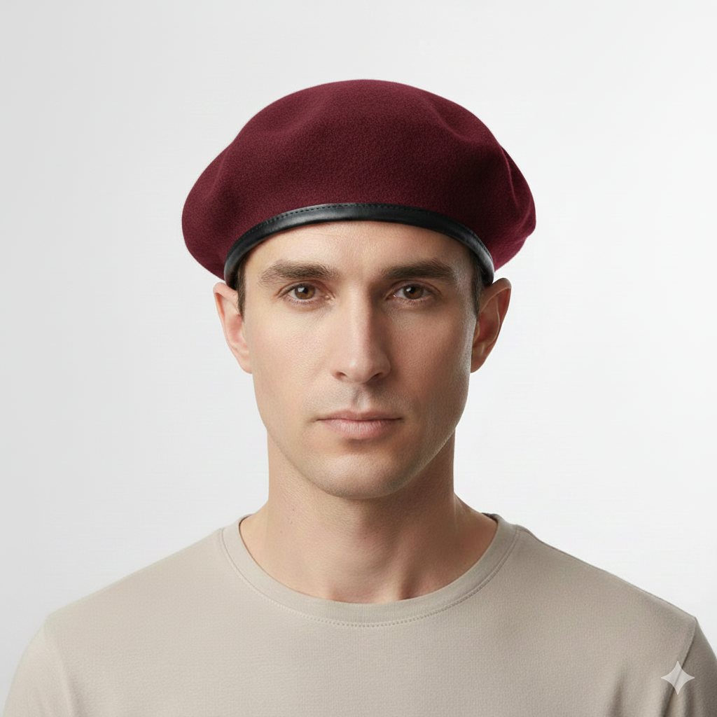 Béret Militaire Bordeaux en Laine
