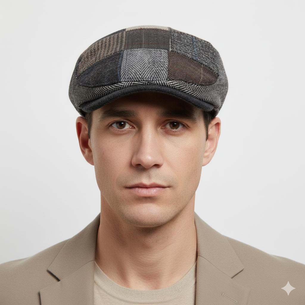 Béret Patchwork Gris en Laine