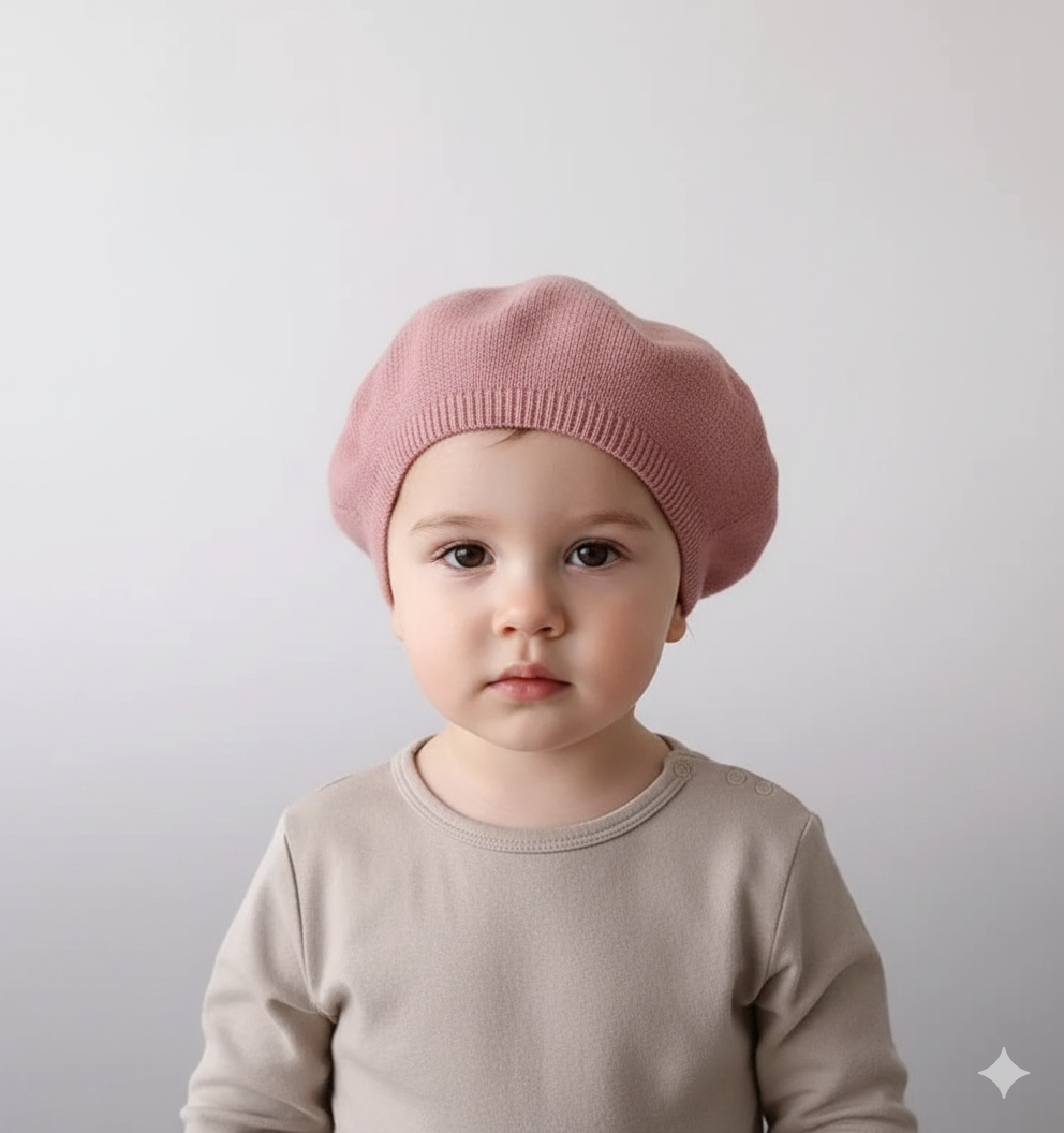 Béret Bébé Rose en Maille