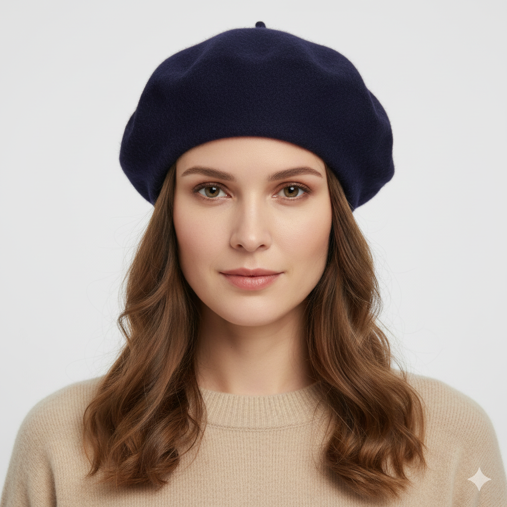 Béret Femme Bleu Marine en Laine