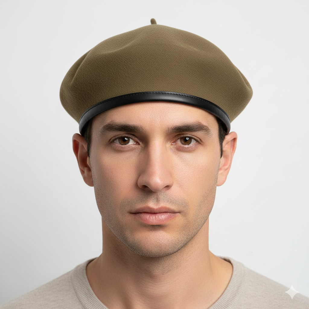 Béret Militaire en Laine Vert Camel