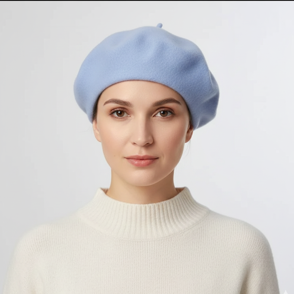 Béret Basque Bleu Ciel en Laine
