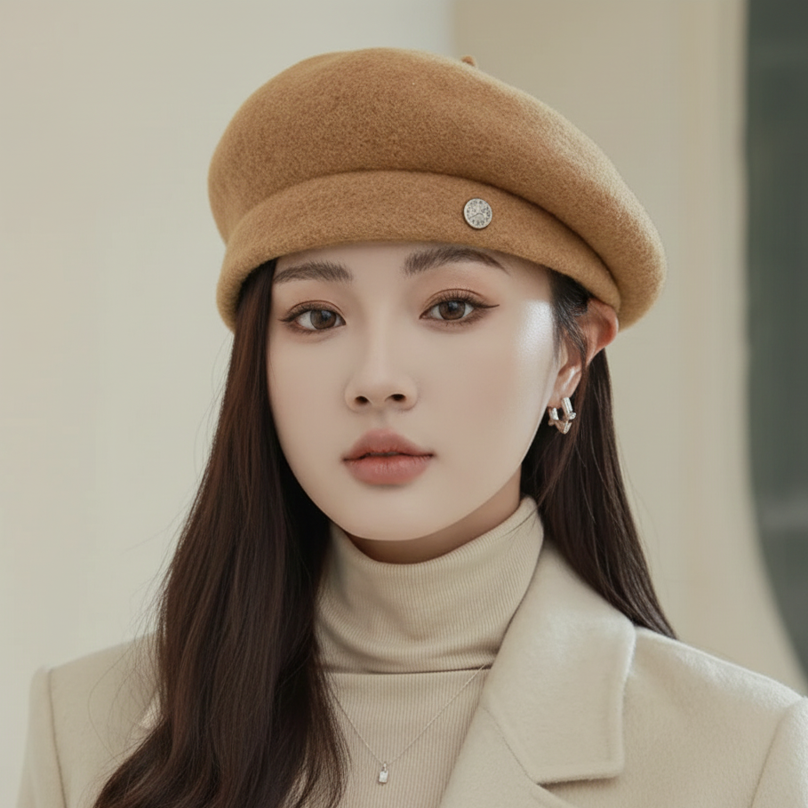 Béret Basque Marron Femme en Laine