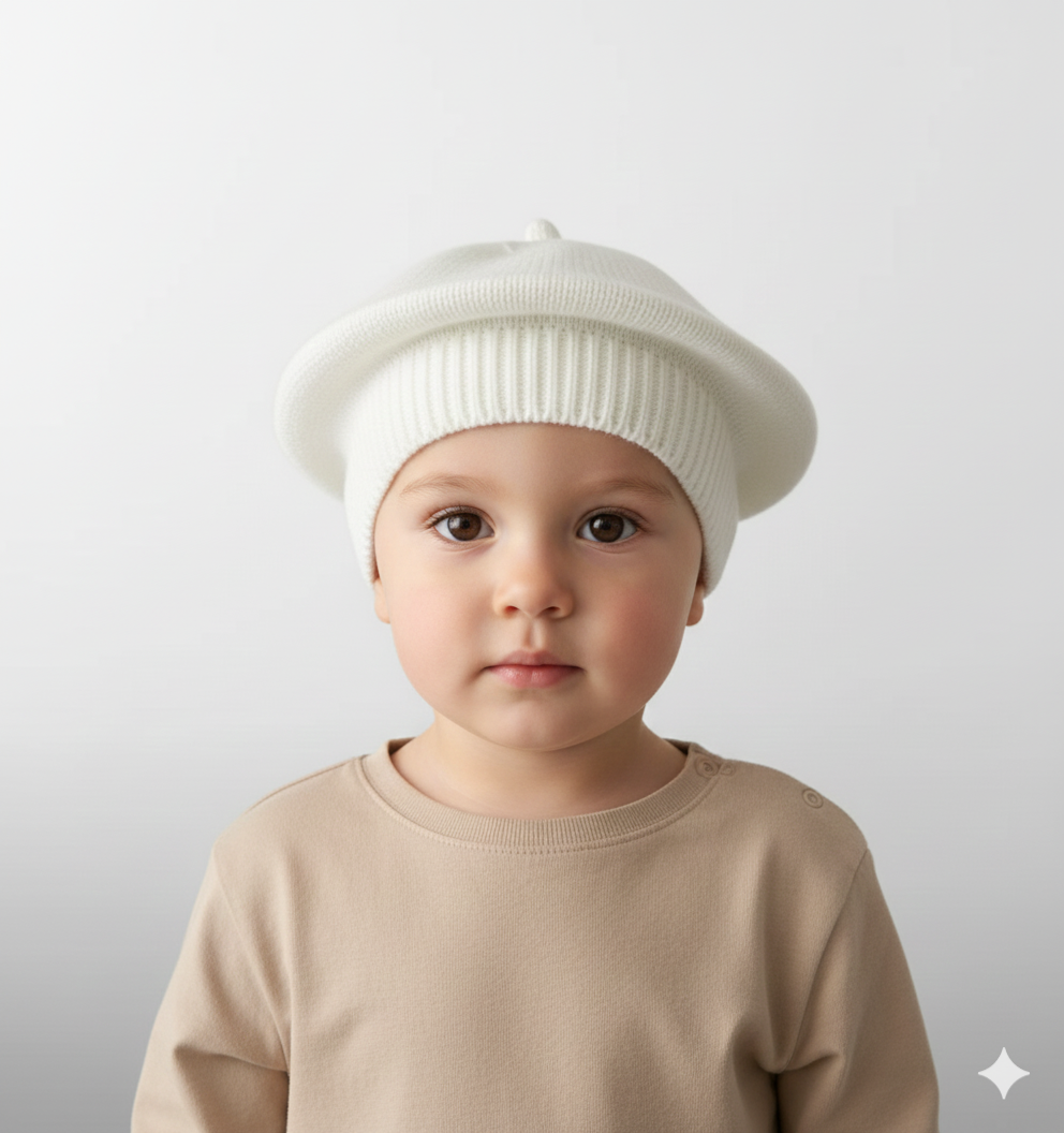 Béret Bébé Blanc en Maille