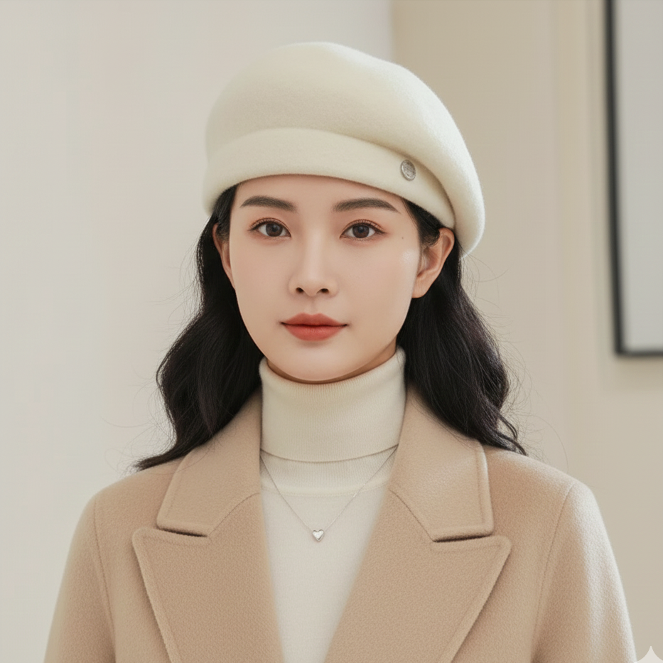 Béret Basque Blanc Femme en Laine