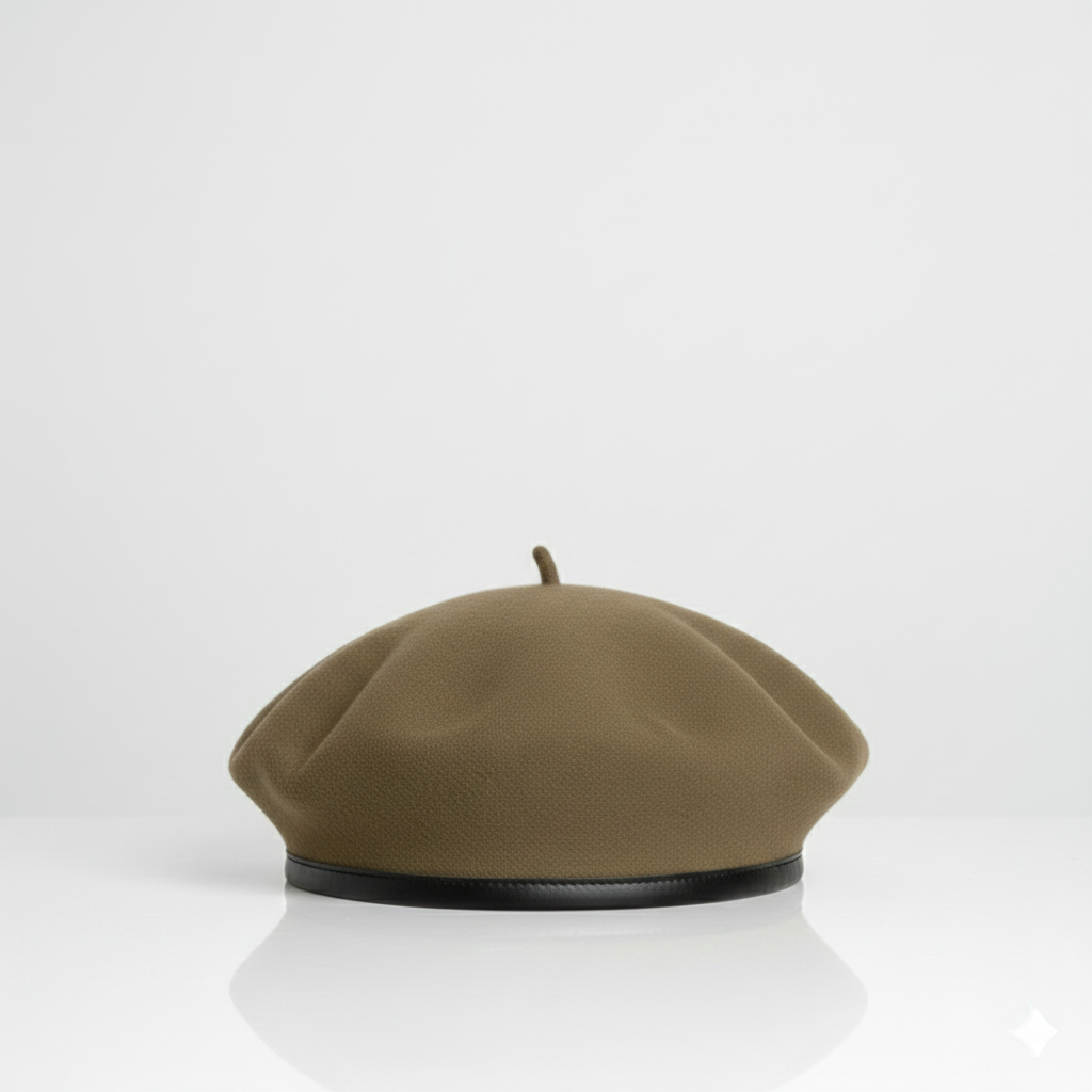 Béret Militaire en Laine Vert Camel