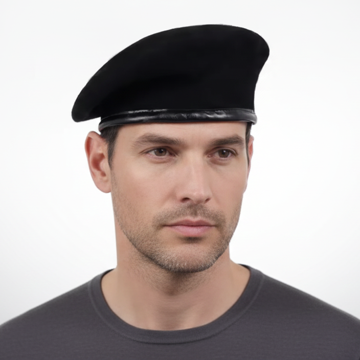 Béret Militaire Noir Uni