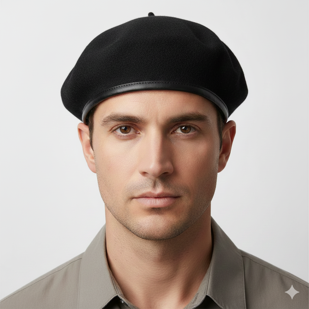 Béret Militaire Noir en Laine