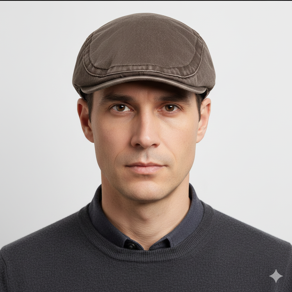 Béret Anglais Denim Marron en Coton