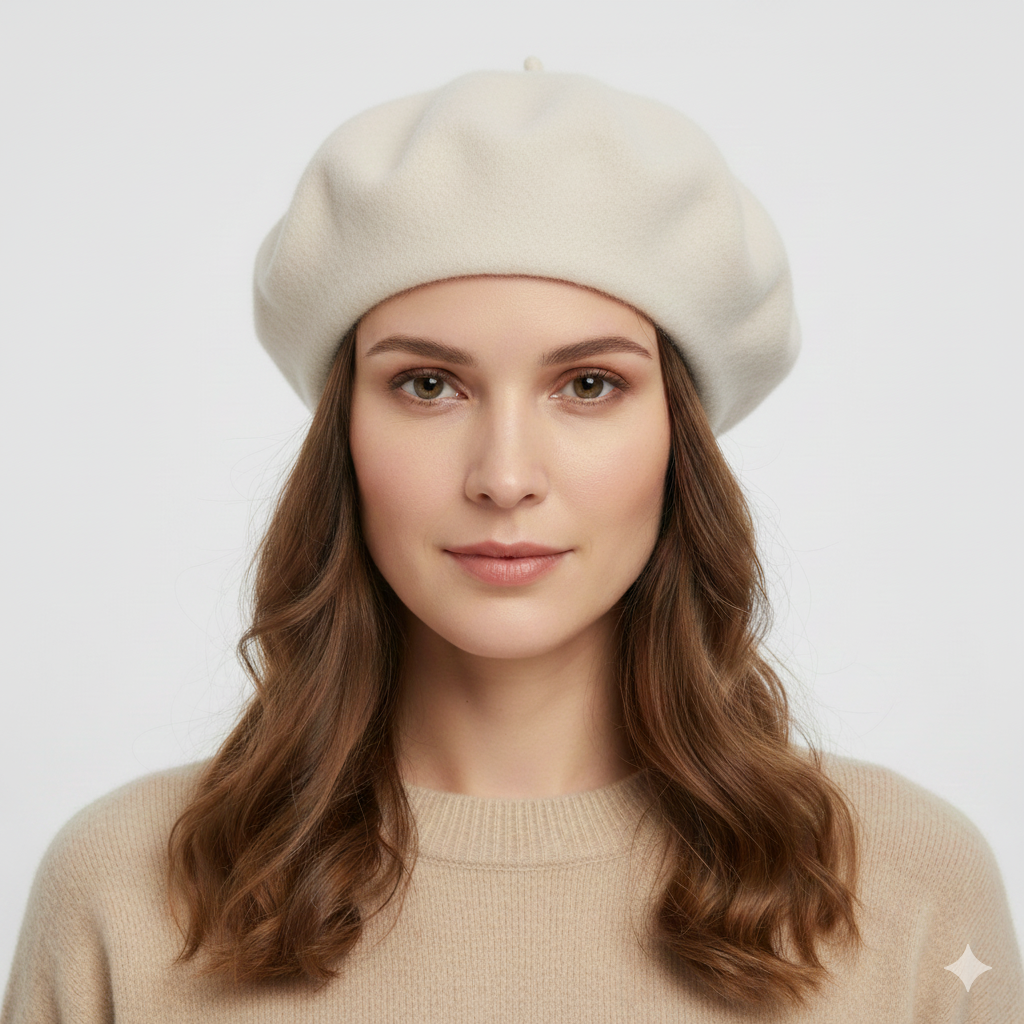 Béret Femme Gris Clair en Laine