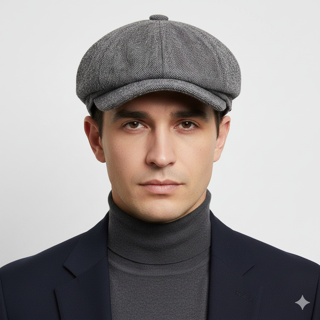 Béret Gavroche Gris à Chevrons