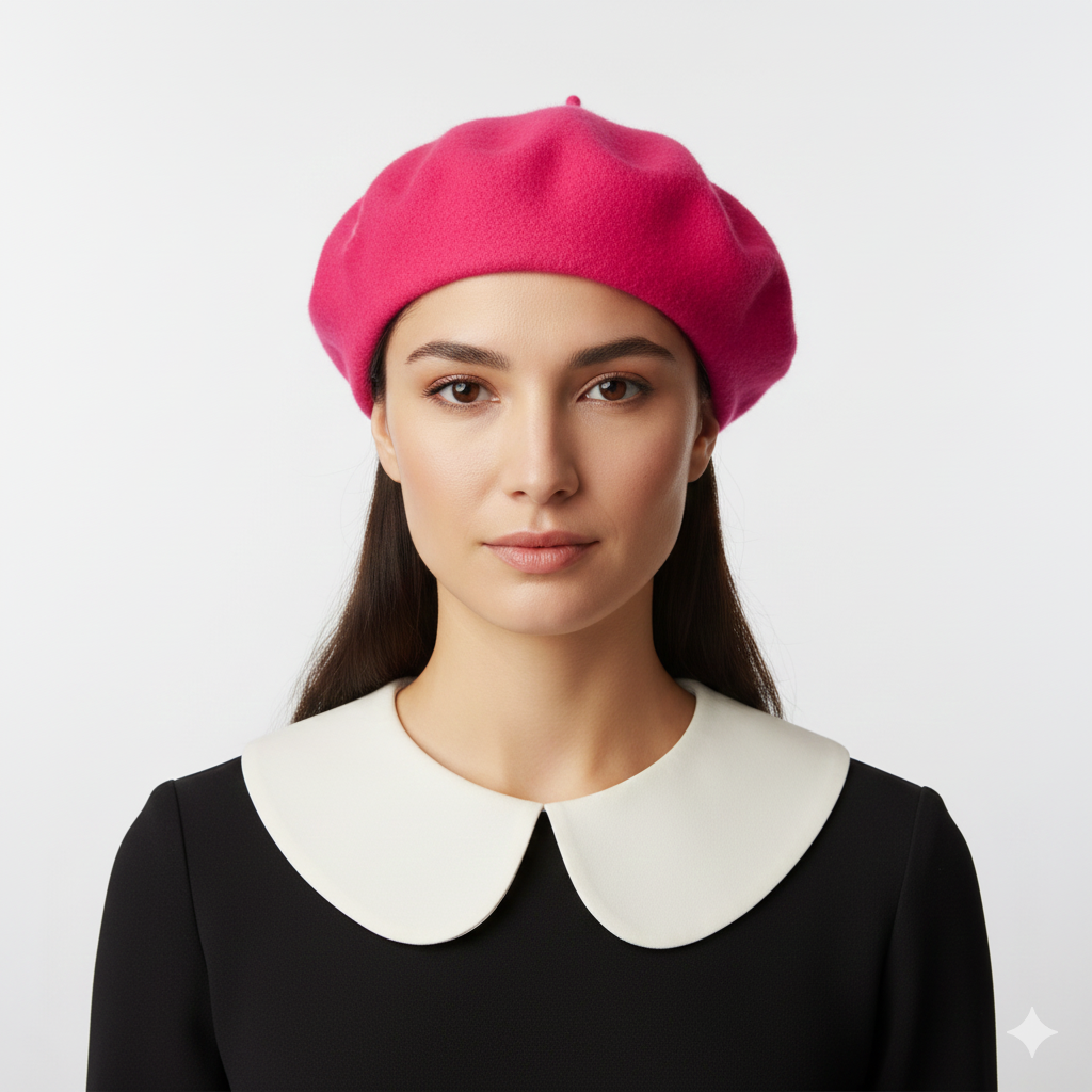 Béret Rose Fuchsia Femme en Laine