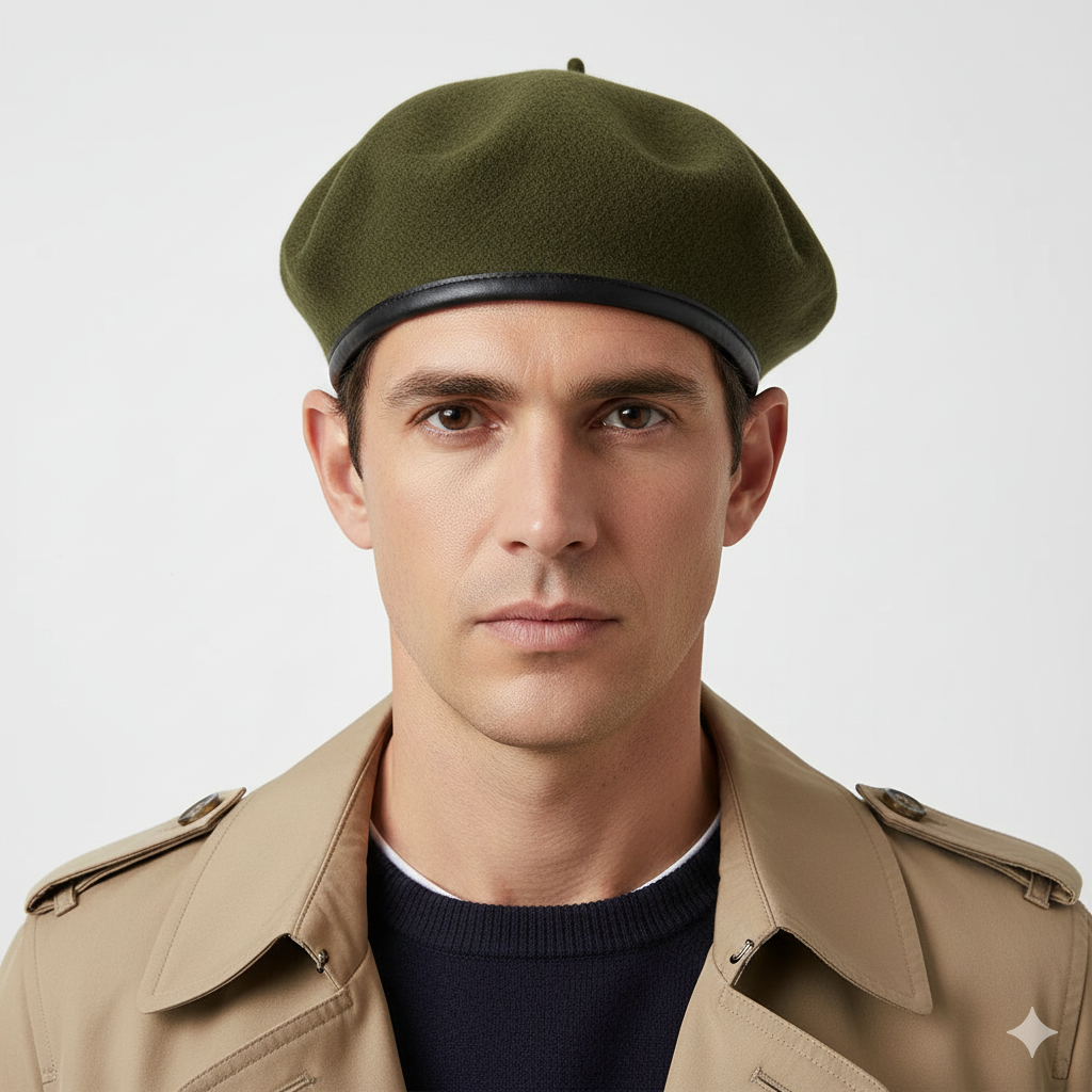 Béret Militaire Vert Foncé en Laine