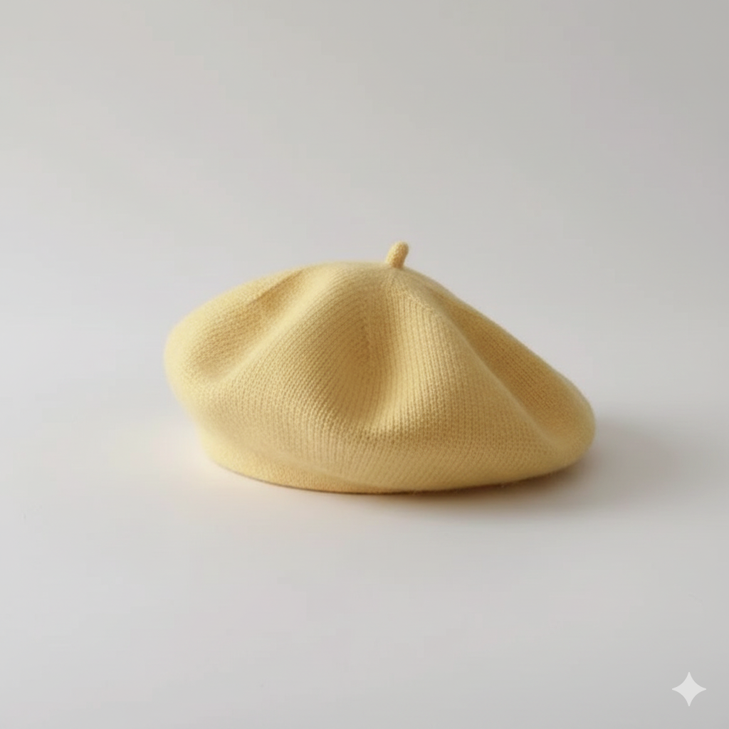 Béret Bébé Jaune Pastel en Maille