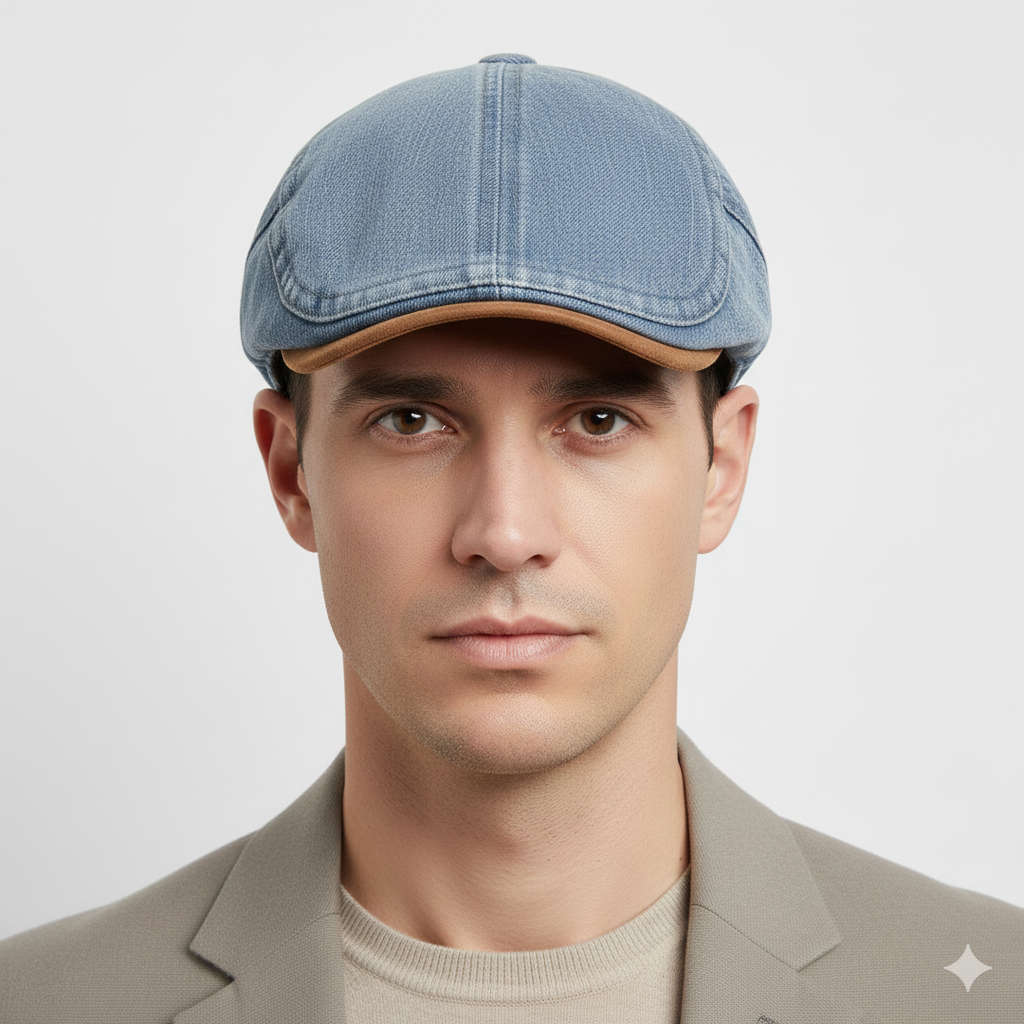 Béret Anglais Bleu Denim en Coton