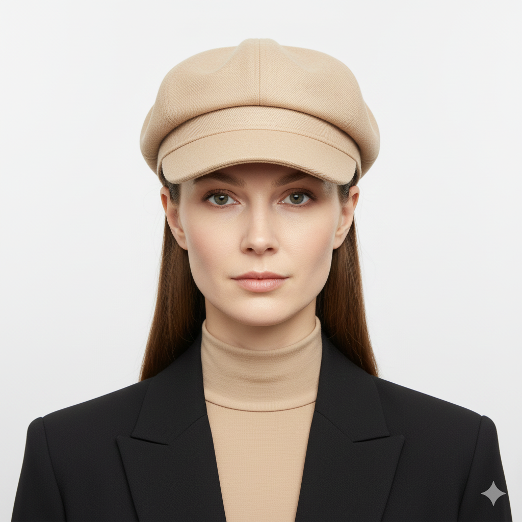 Béret Casquette Beige Femme en Coton