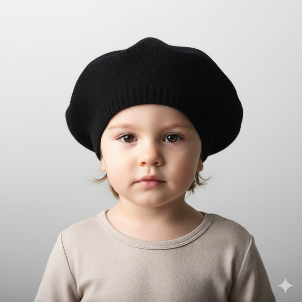 Béret Bébé Noir en Maille