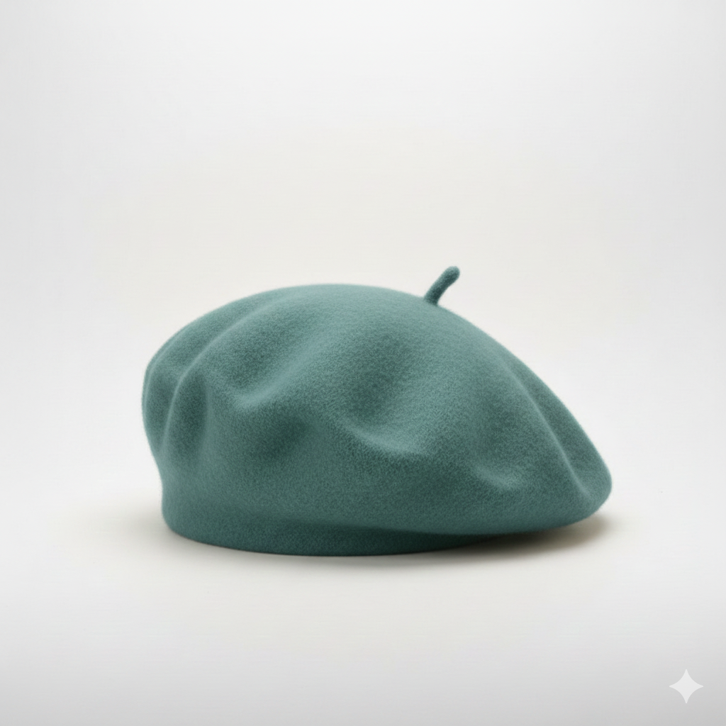 Béret Bébé Vert Canard en Maille