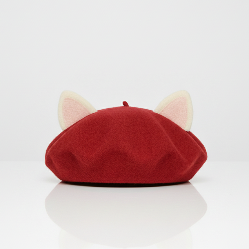 Béret Enfant Rouge Oreilles de Chat