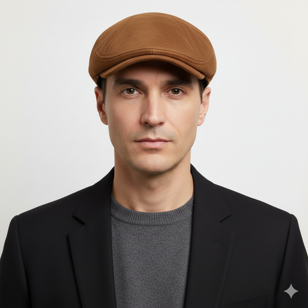 Béret Anglais Marron en Velours