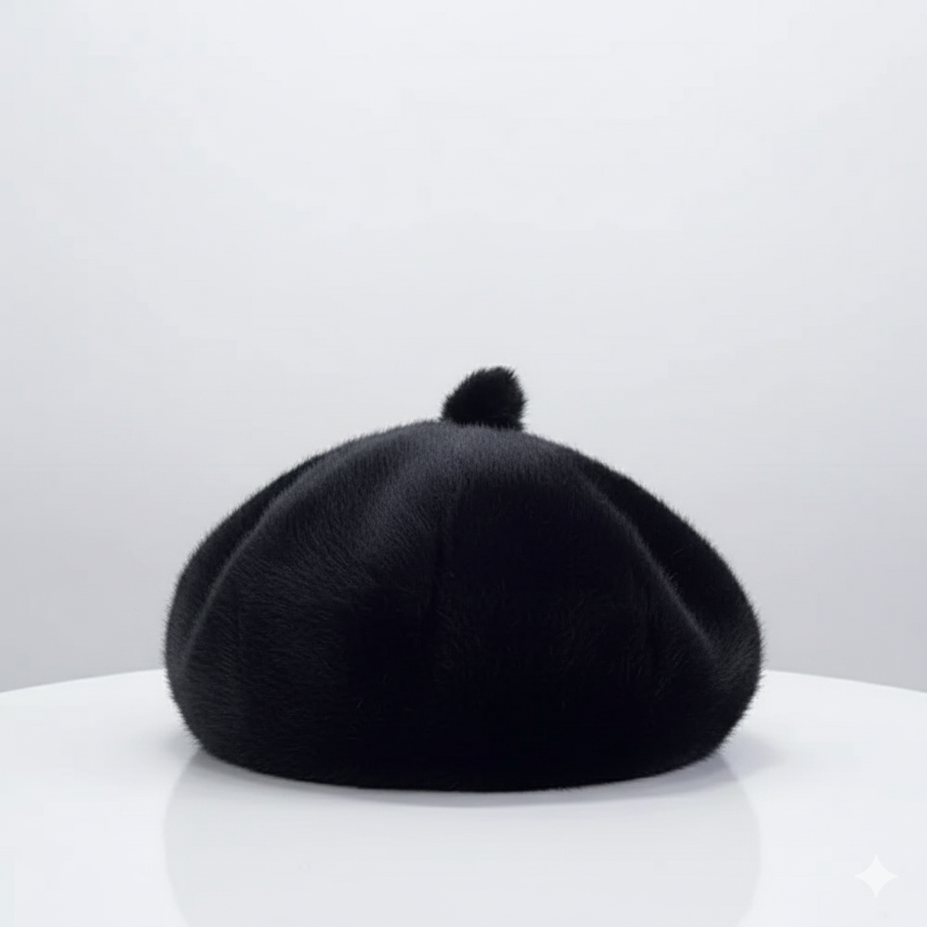 Béret Noir en Fourrure