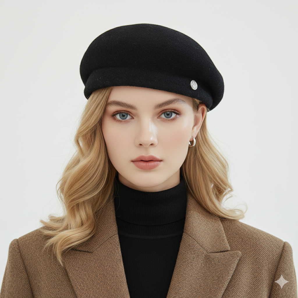 Béret Basque Noire Femme en Laine