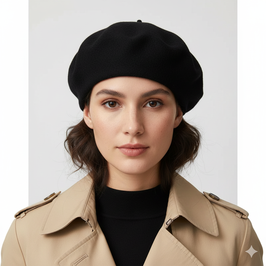 Béret Femme Noir en Laine