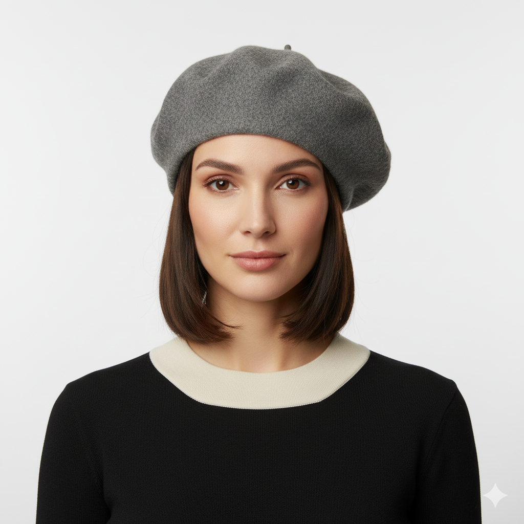 Béret Gris Femme en Laine