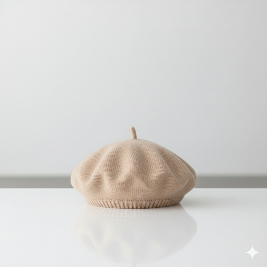 Béret Enfant Beige Clair en Maille