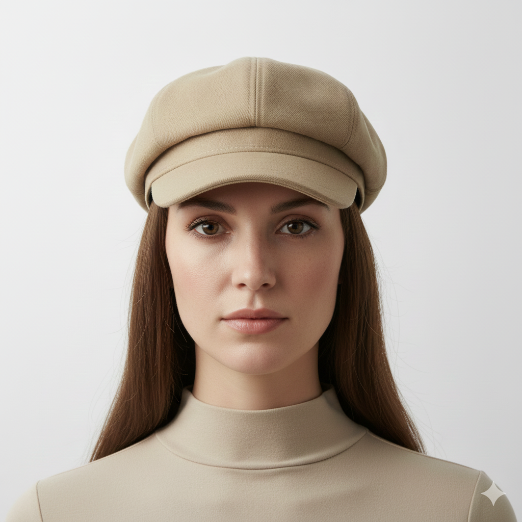 Béret Casquette Marron Femme en Coton