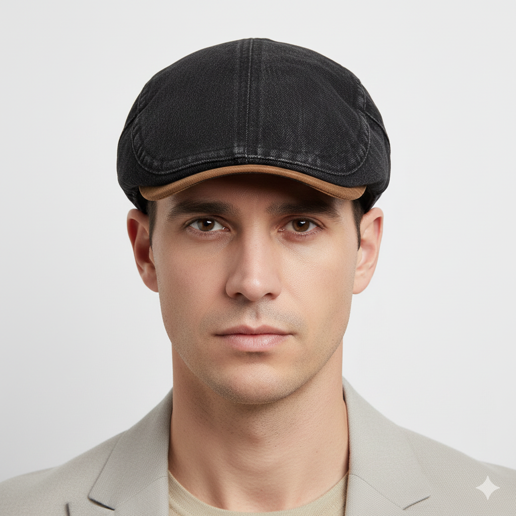 Béret Anglais Noir Denim en Coton