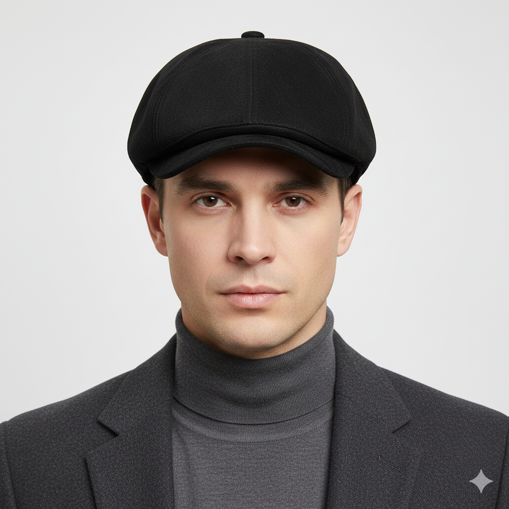 Béret Anglais Noir en Cuir