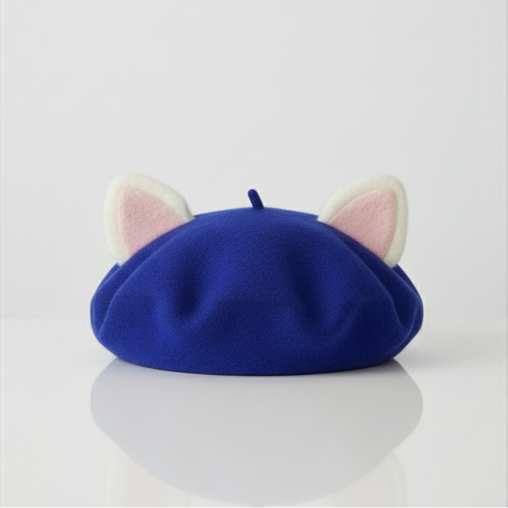 Béret Enfant Bleu à Oreilles de Chat