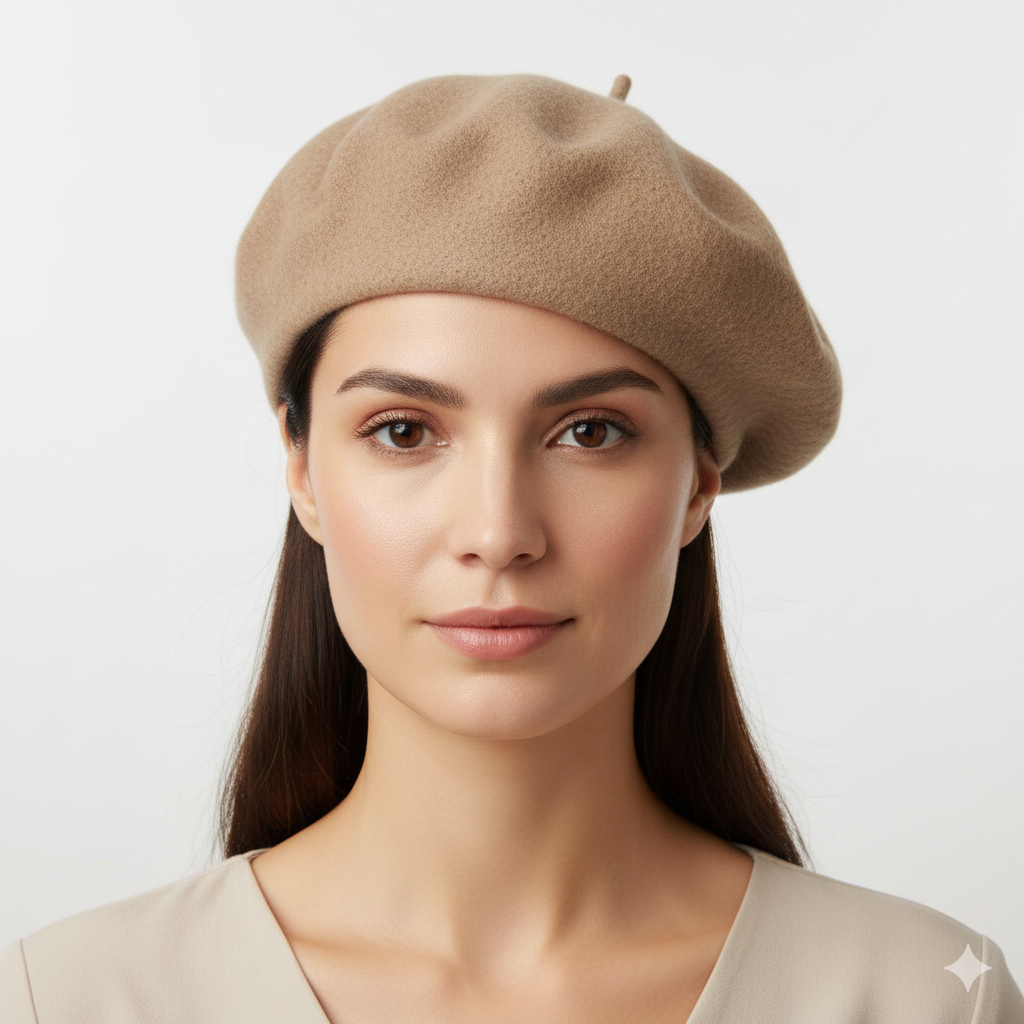 Béret Marron Femme en Laine