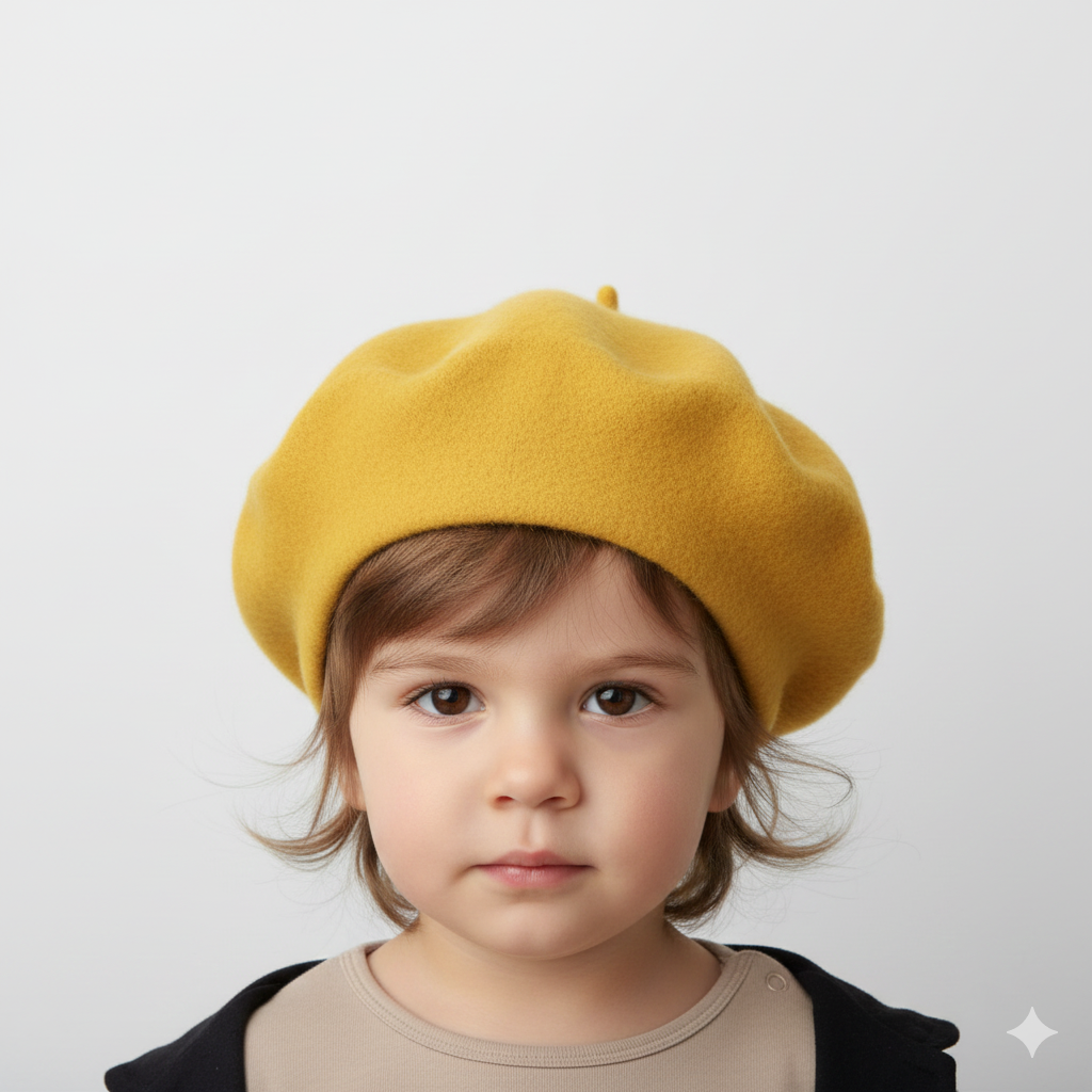 Béret Enfant Jaune en Maille