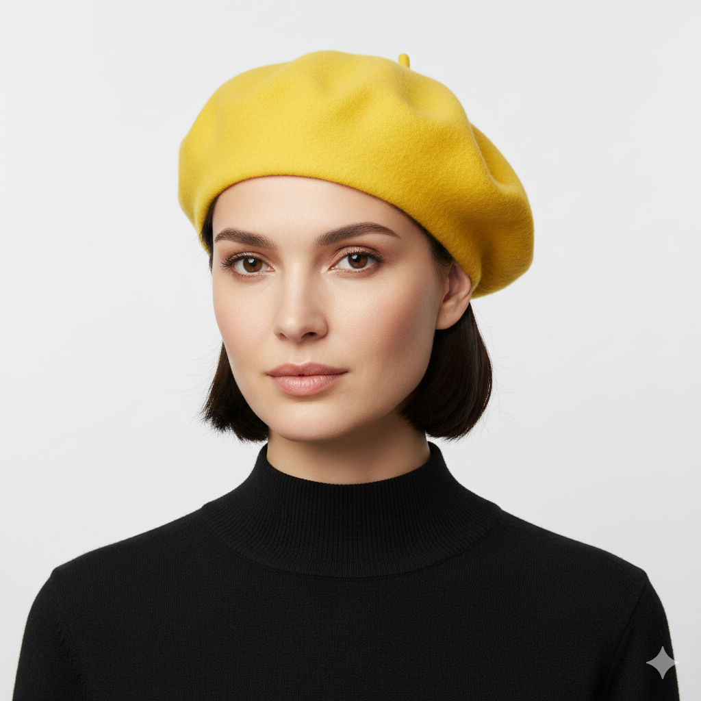 Béret Jaune Femme en Laine