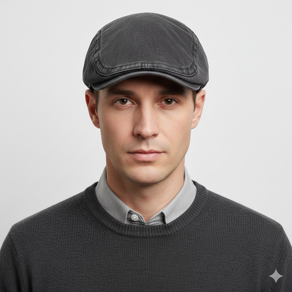 Béret Anglais Denim Noir en Coton