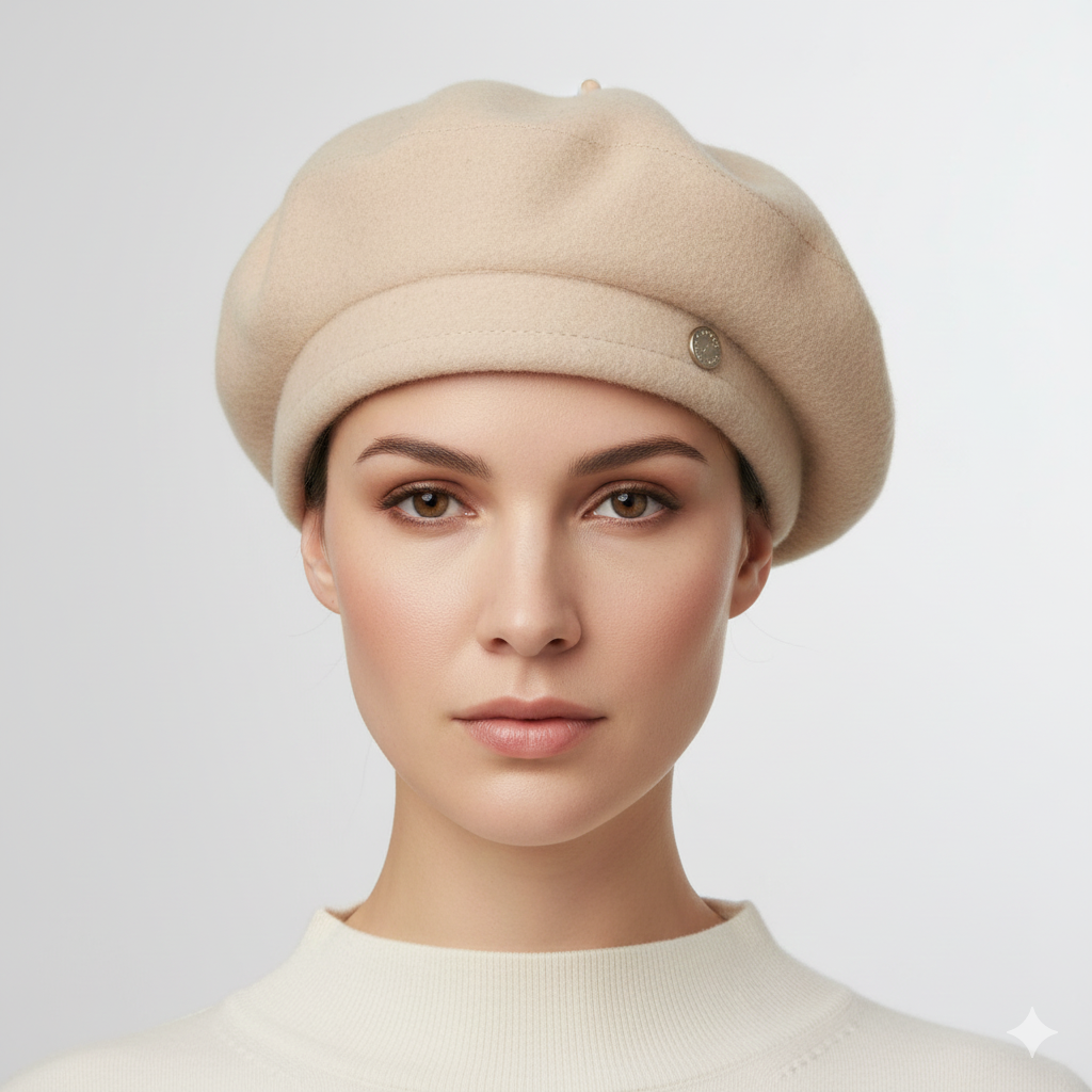 Béret Basque Beige Femme en Laine