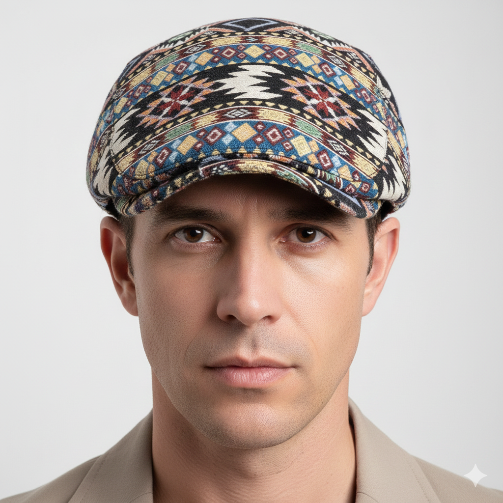 Béret Noir à Motifs Ethniques